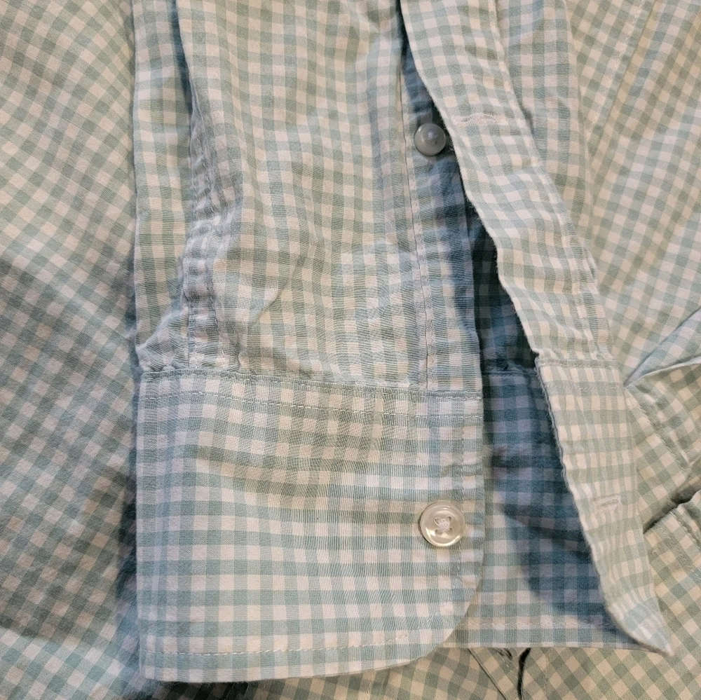 Mens Classic Fit  J. Crew Pastel Green checkerd Dress Shirt Medium